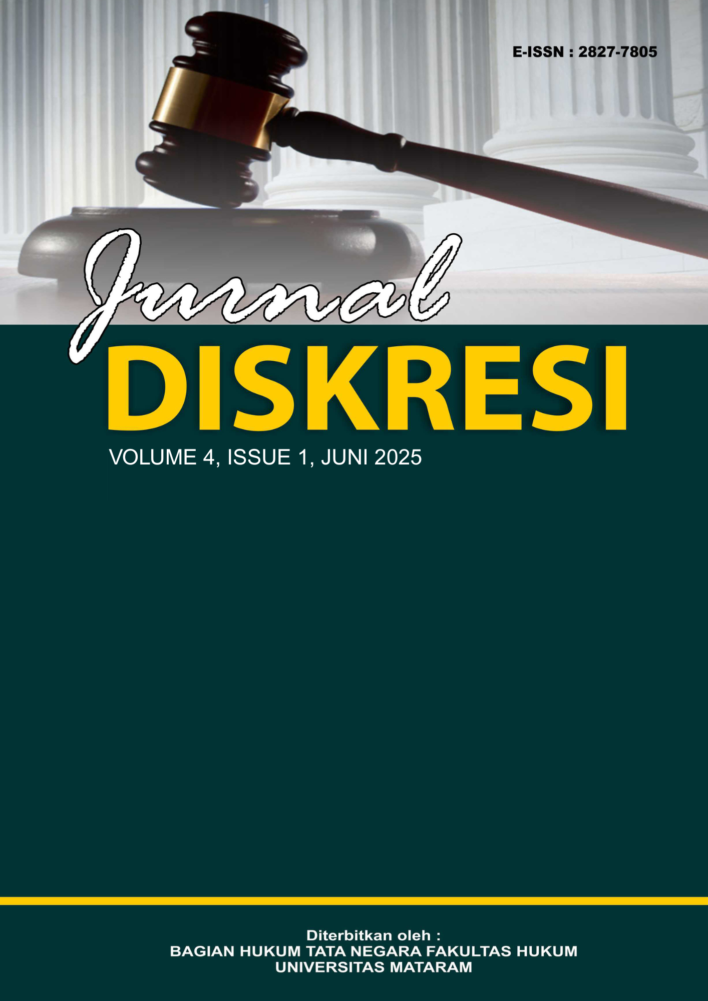 					View Vol. 4 No. 1 (2025): Jurnal Diskresi
				